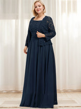 A-line Square Floor-Length Lace Chiffon Mother of the Bride Dress With Sequins